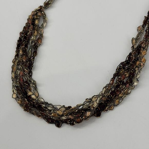 Pair of Colorful Boho Artistic Multi-Strand‎ Ribbon Yarn Necklaces – Set of 2 - Picture 8 of 10